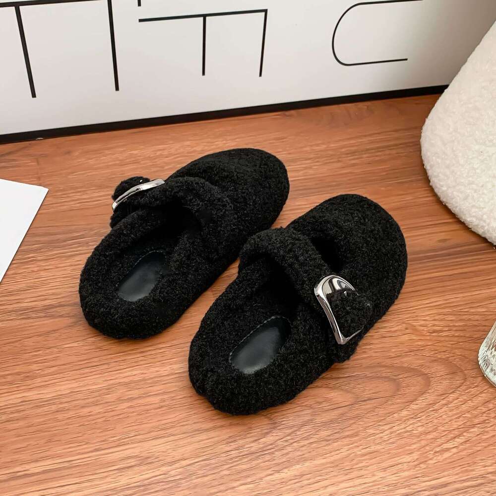 Winter New Thick-Soled Half-Cup Women's Wear, High-End Feel, Internet Celebrity Style Furry for Women, Outdoor Wear Warm Cotton Shoes