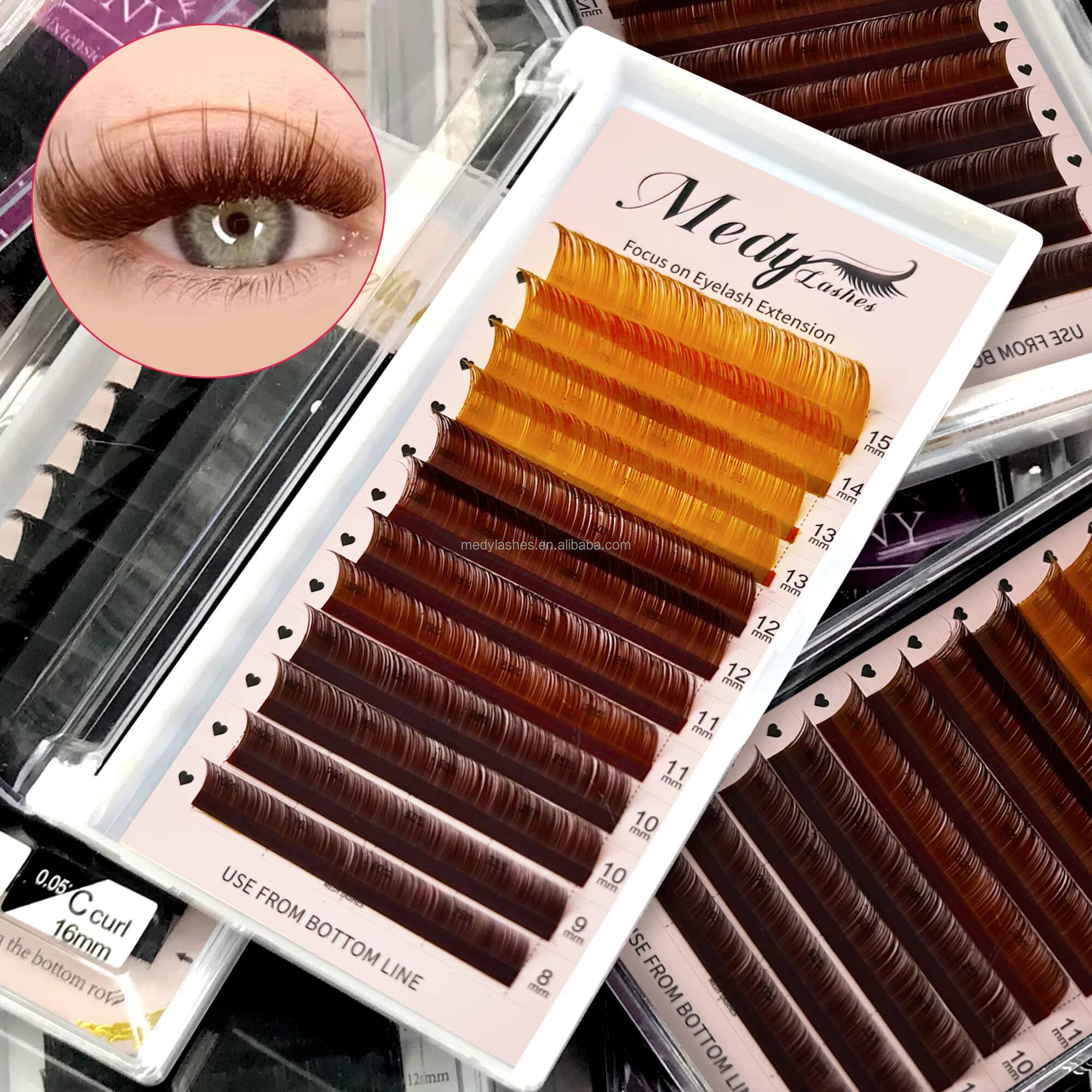 Wholesale Individual Eyelash Extension Lash Trays Supplies Silk Matte Black Eye Lash Extension Volume Cashmere Lash Extension