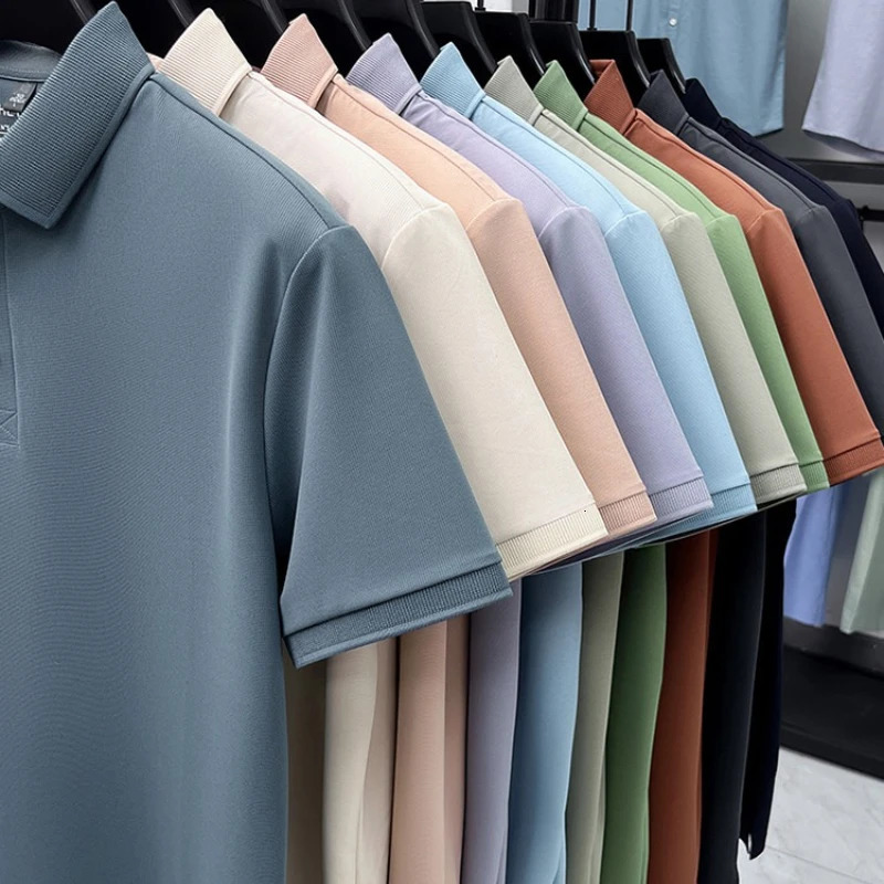 -Seller Mens High-Elasticity Polo Shirt Ultra-Soft Anti-Wrinkle Gold Supplier Wholesale 10 Colors Golf Top 251224