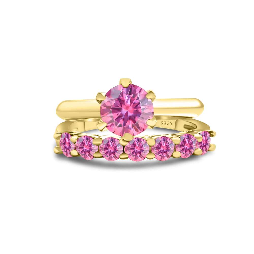 Total 1.7 Ct moissantie ring set Silver 925 Brilliant Cut Diamond Test Past D Color Moissanites Rings Original Jewelry 236