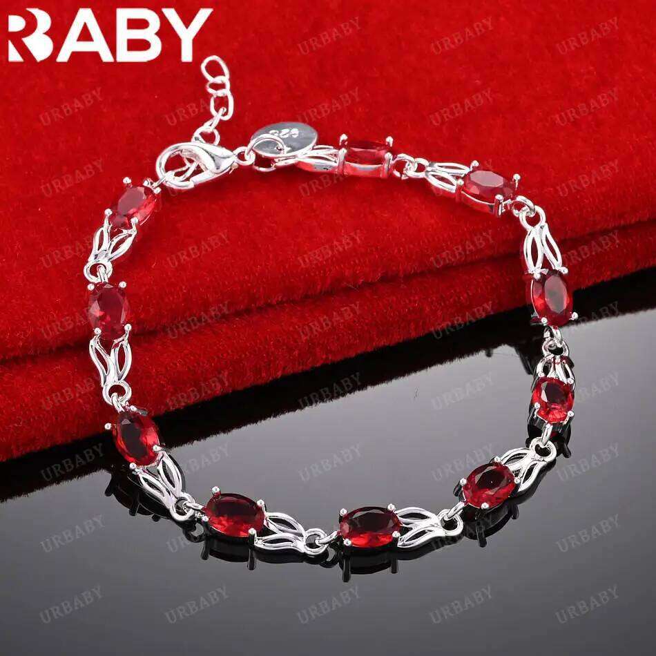 URBABY 925 Sterling Silver Design Zircons Bracelets For Women Men Anniversary Gift Popular Wild Fashion Romantic Jewelry 25H1229