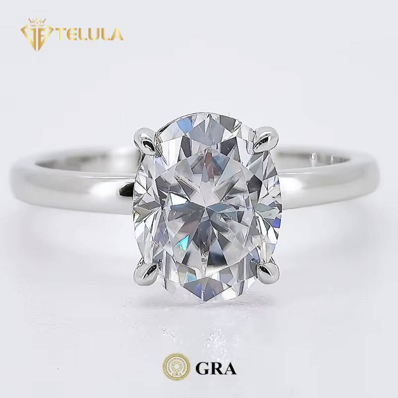 VVS Oval Cut Moissanite Diamond Engagement Ring S925 Sterling Silver GRA Certified Moissanite Rings