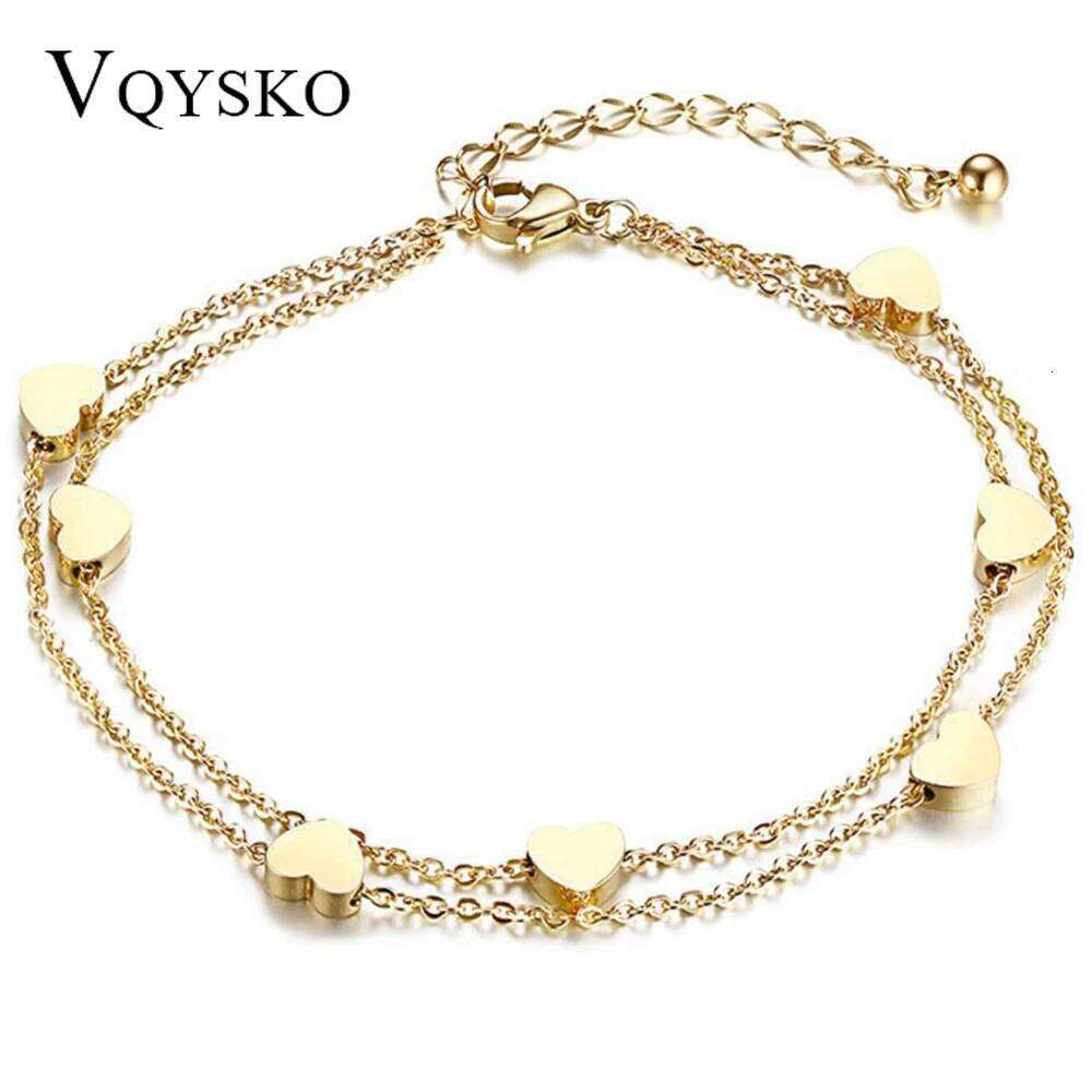Fashion Heart Double Layer Bracelet For Women Adjustable Temperament Stainless Steel Chain Bracelets Pulseras 25H1229