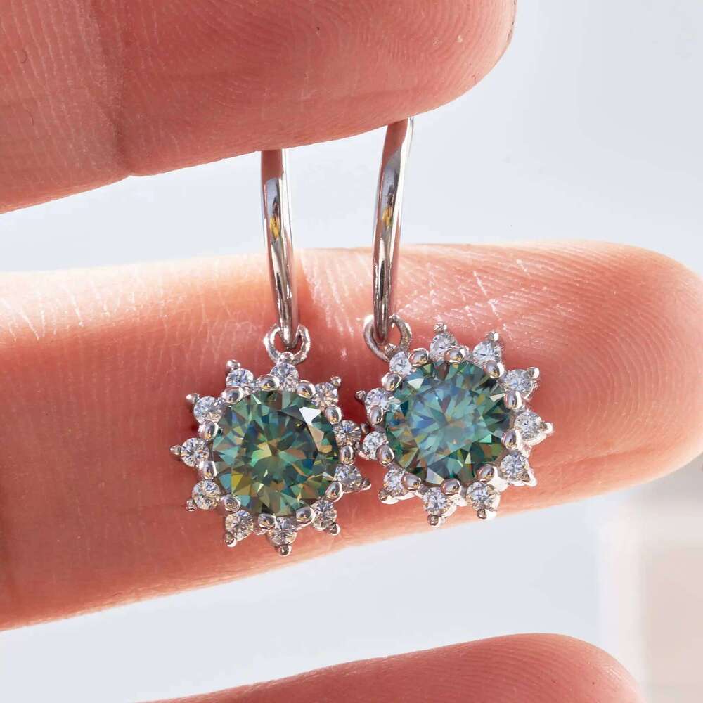 Women's Moissanite Diamond Jewelry set Flower shape S925 Sterling Silver Ring Earring Two Piece Set For Wedding Customized 41c