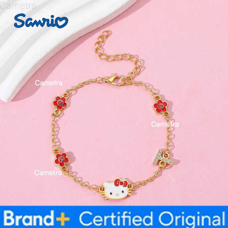 Sanrio Anime Hello Kitty Bracelet Cute Cartoon Figure Kitty White Metal Rhinestones Pendant Bracelet Kawaii Accessories H251229