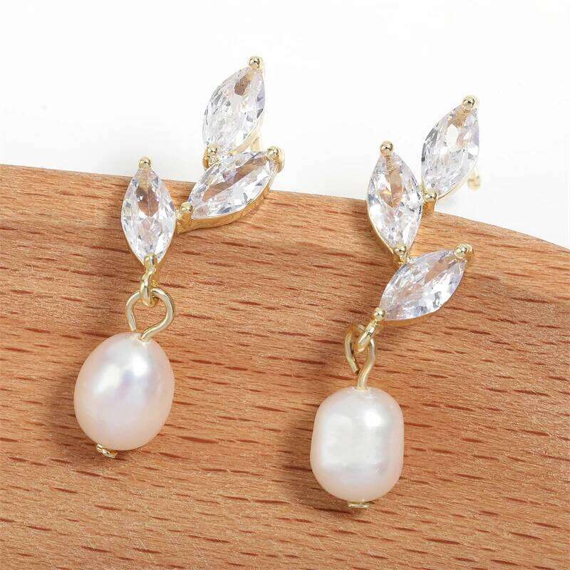 ZAKOL Fashion Marquise Zirconia Imitation Pearl Drop Earrings Shiny AAA Zircon Wedding Earring Jewelry Gift for Women