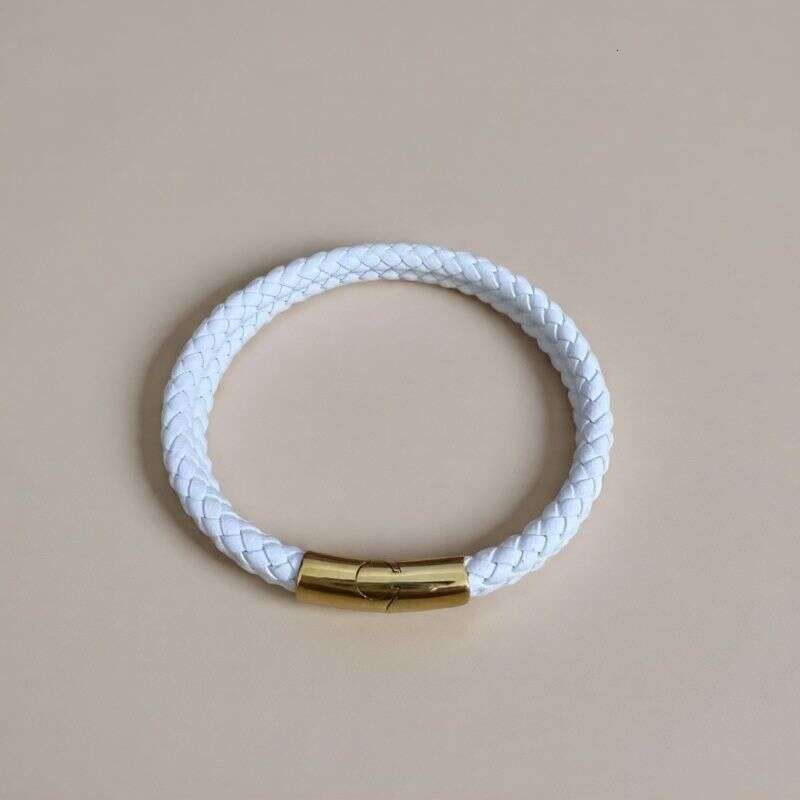 Cross-Border Hot-Selling Stainless Leather Retro Woven Titanium Steel Jewelry Imitation Cowhide Tai Chi Bracelet