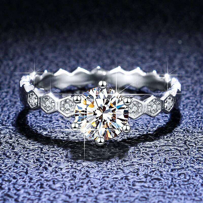 White Gold Plated 1CT/2CT D Color Moissanite Rings for Women Round Lab Diamond Wedding Band Pure S925 Silver Original Certified 1b2