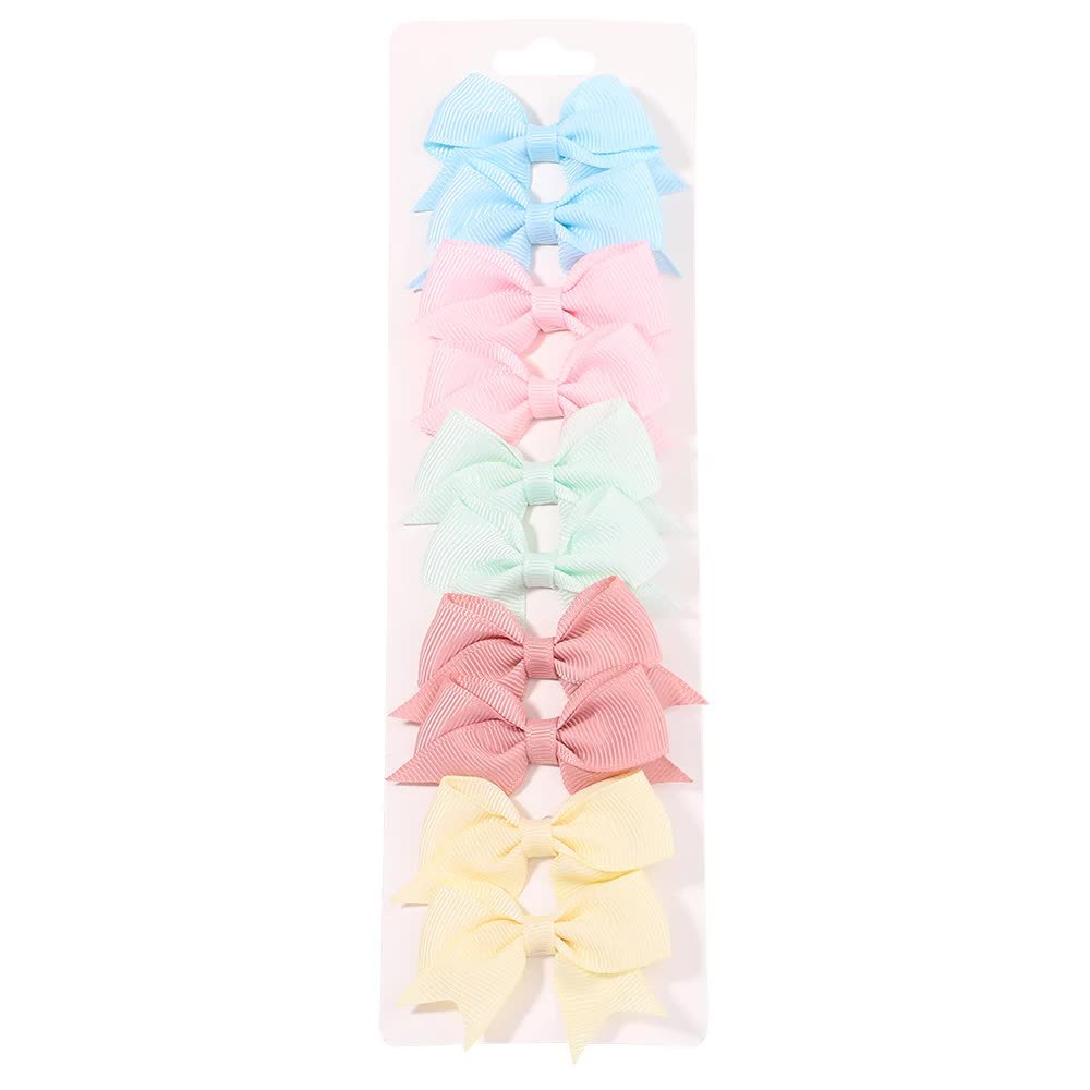 10Pcs/set Toddler Bows Hair Clips for Baby Newborn Handmade Ribbon Bowknot Infant Hairpin Barrettes Kids Hair Accessories C2024