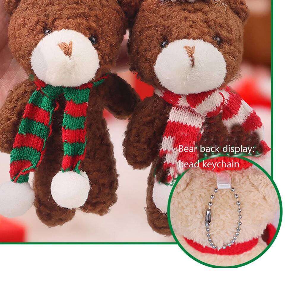 ZAKOL Cute Blush Scarf Plush Doll Keychain for Women Girls Soft Bear KeyRings Bag Christmas Tree Hanging Ornament Gift