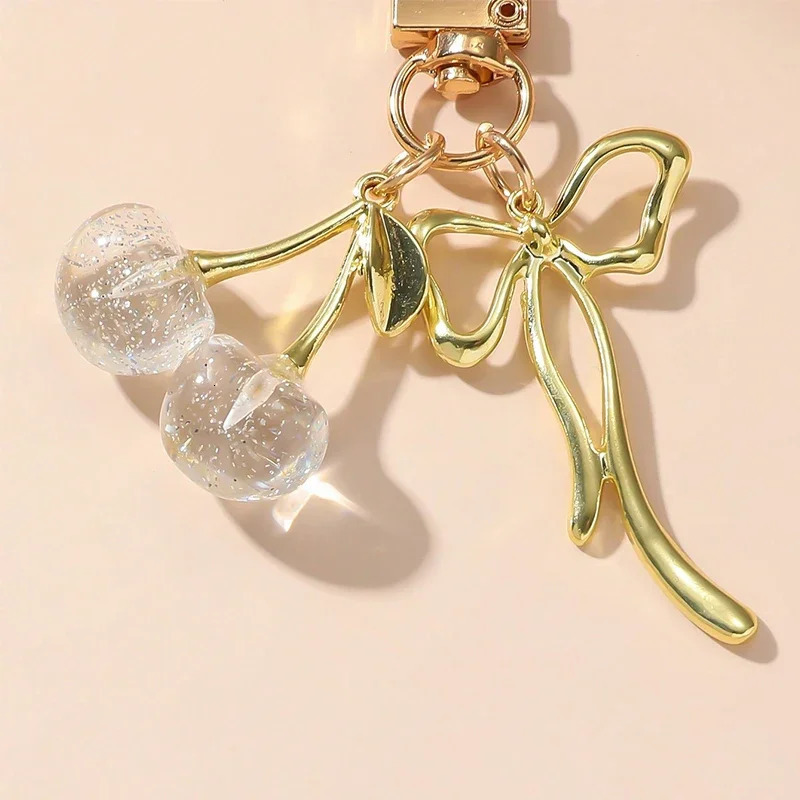 Cherry Pendant Keychain for Women Cute Bag Decoration Multifunctional Jewelry Car Key Accessories Trendy Charm Keyring 251219