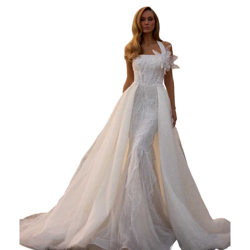 Feathers Luxurious Wedding Dress 2025 Custom Made Women Birthday Engagement Gowns Pearl Crystals Mermaid Long Celebrity Dresses