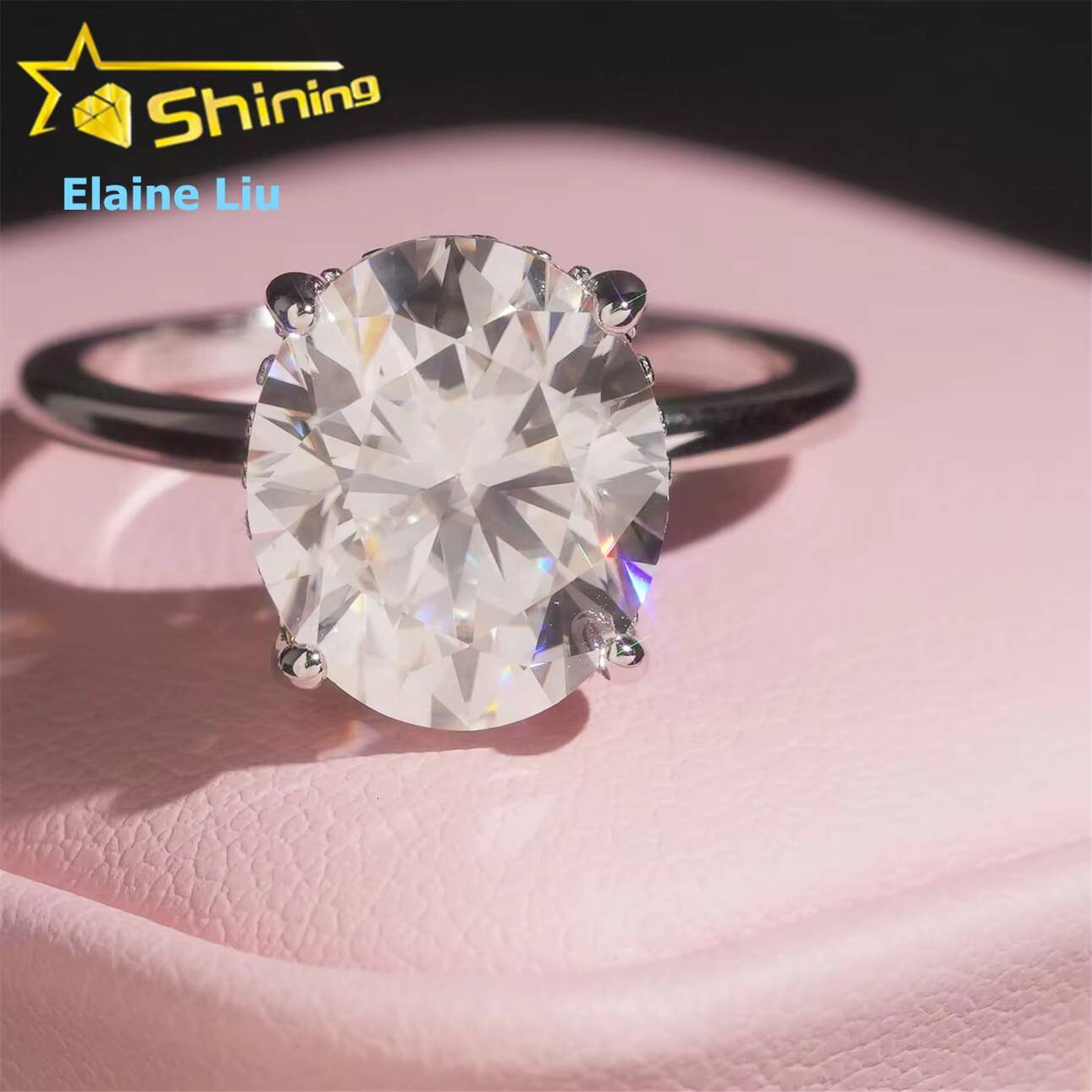 Luxury Fine Jewelry Sterling Silver 925 Custom VVS Moissanite Ring Moissanite Diamond Ring Engagement Ring