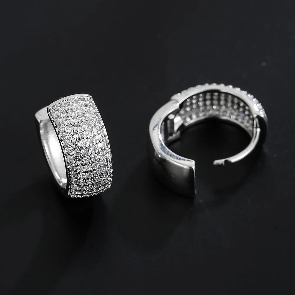 Zirconia Pave Wide Big Hoop Earring Men Unisex Earrings Hip Hop Jewelry Bridal Wedding Accessories Gift 251224