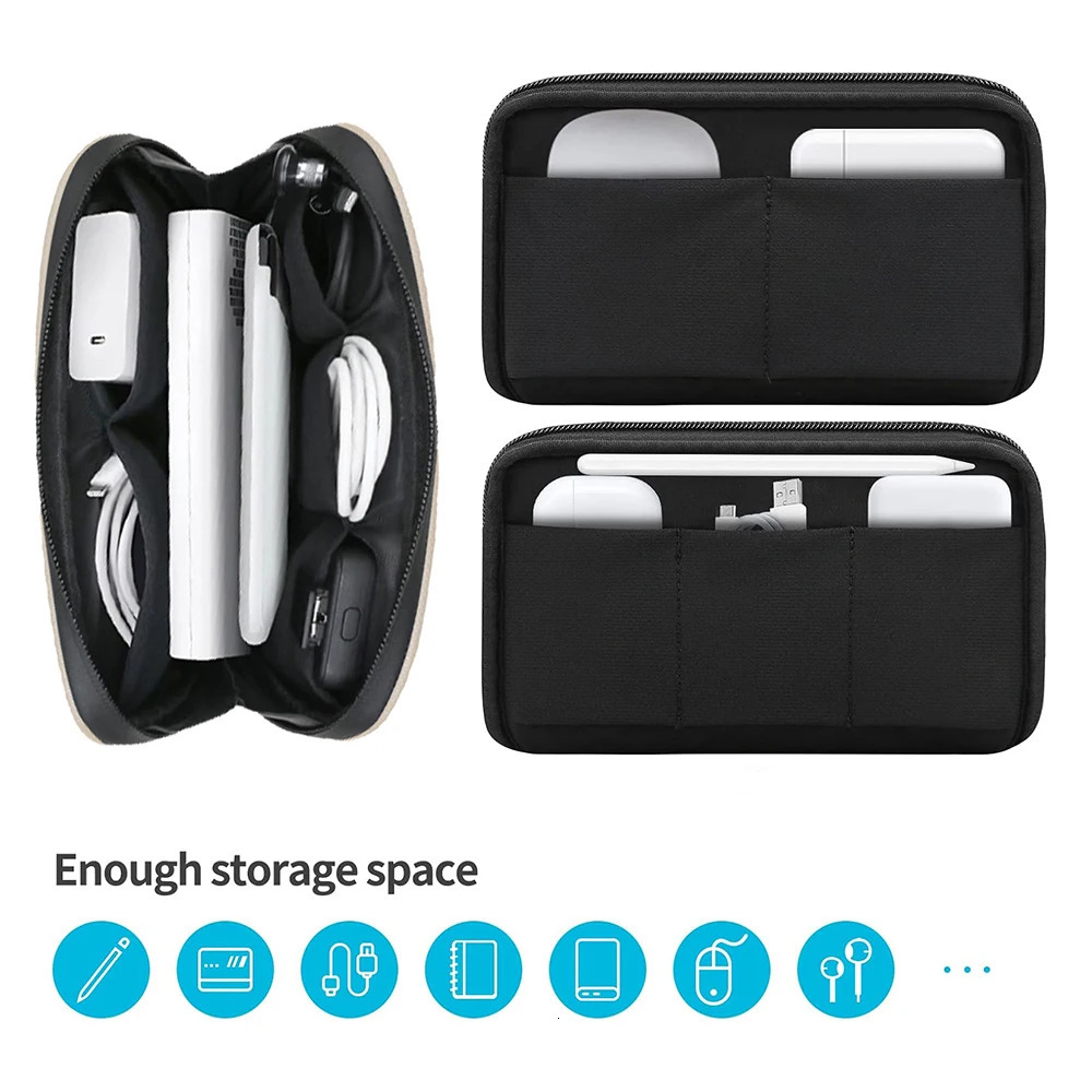 Cable Storage Bag Waterproof Digital Electronic Organizer Portable USB Data Line Charger Plug Storage Bag Travel Makeup Bag 251224
