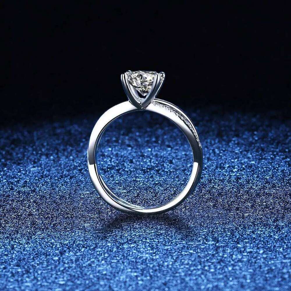 Luxury 1 Ct 6.5mm moissantie ring for charm lady Solitaire silver Engagement Band For Women fine Jewelry with Certificate 06a