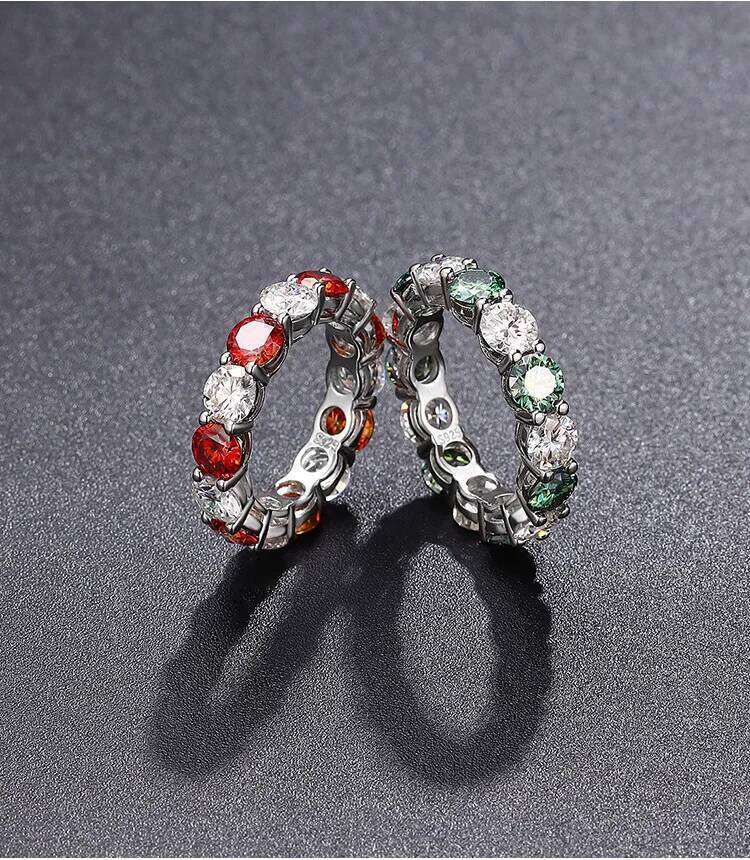 5mm black and white d color vvs moissanite ring 925 Sterling Silver total 7 Ct Classic Wedding Anniversary Gift 91b