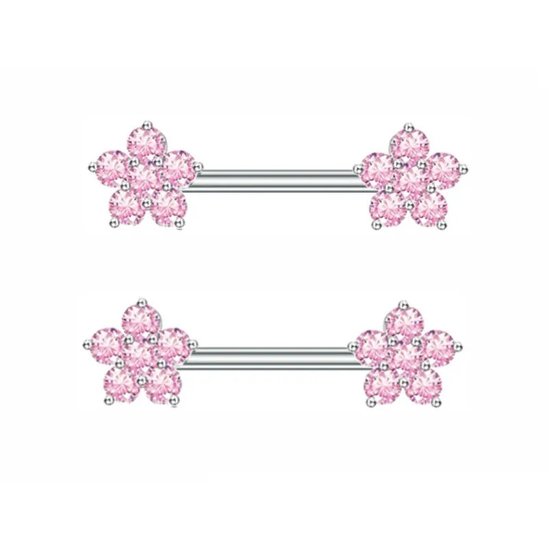 1Pair Pink Butterfly Nipple Piercing Jewelry Shiny Crystal Nipple Rings For Women Girls Heart Nipple Barbells Piercing Pezon 251224