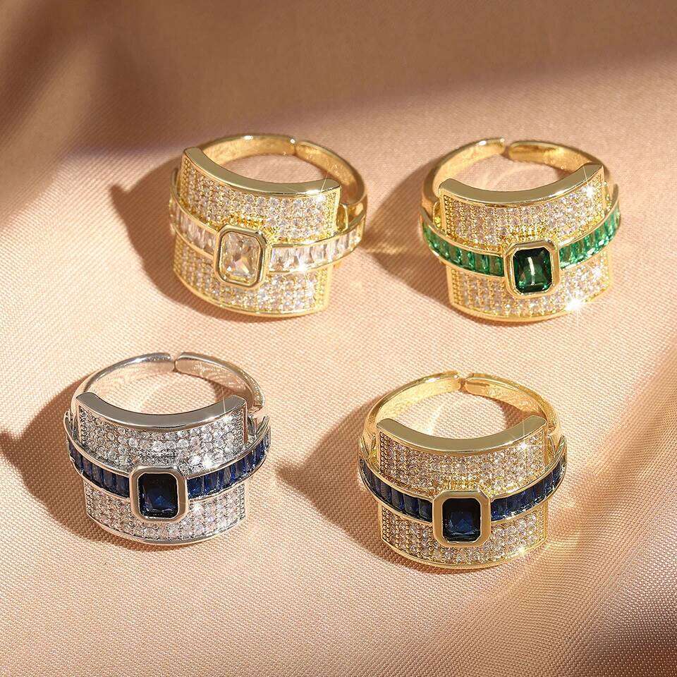 Elegant Geometric Cubic Zircon Ring for Stylish Women Weddings Engagements Hip-hop and Punk Style Stunning Statement Jewelry