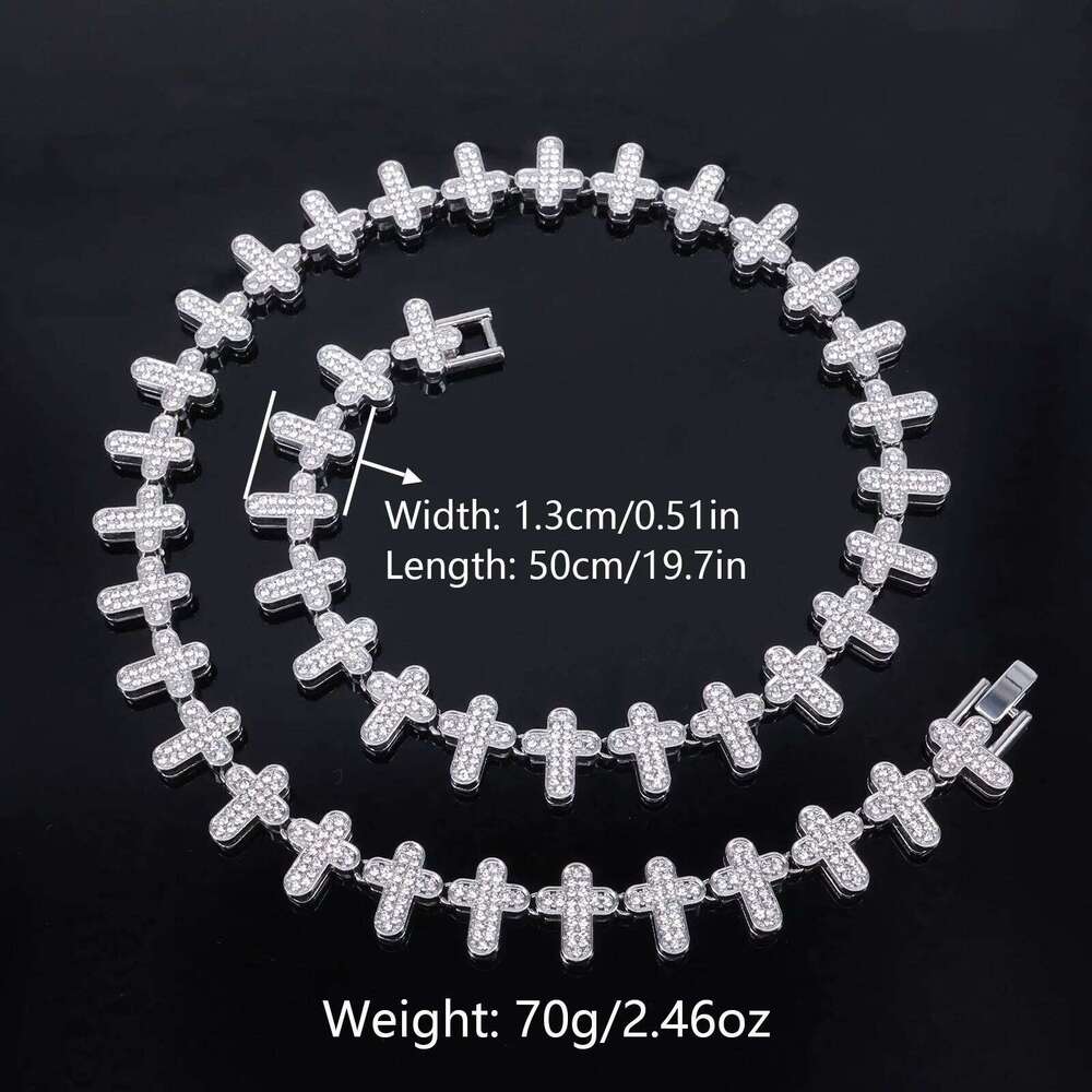ZAKOL 20/50CM Iced Out Buling Rhinestone CZ Cross Tennis Chain Bracelet Necklace Set Women Men Fashion Hip-hop Rock Jewels