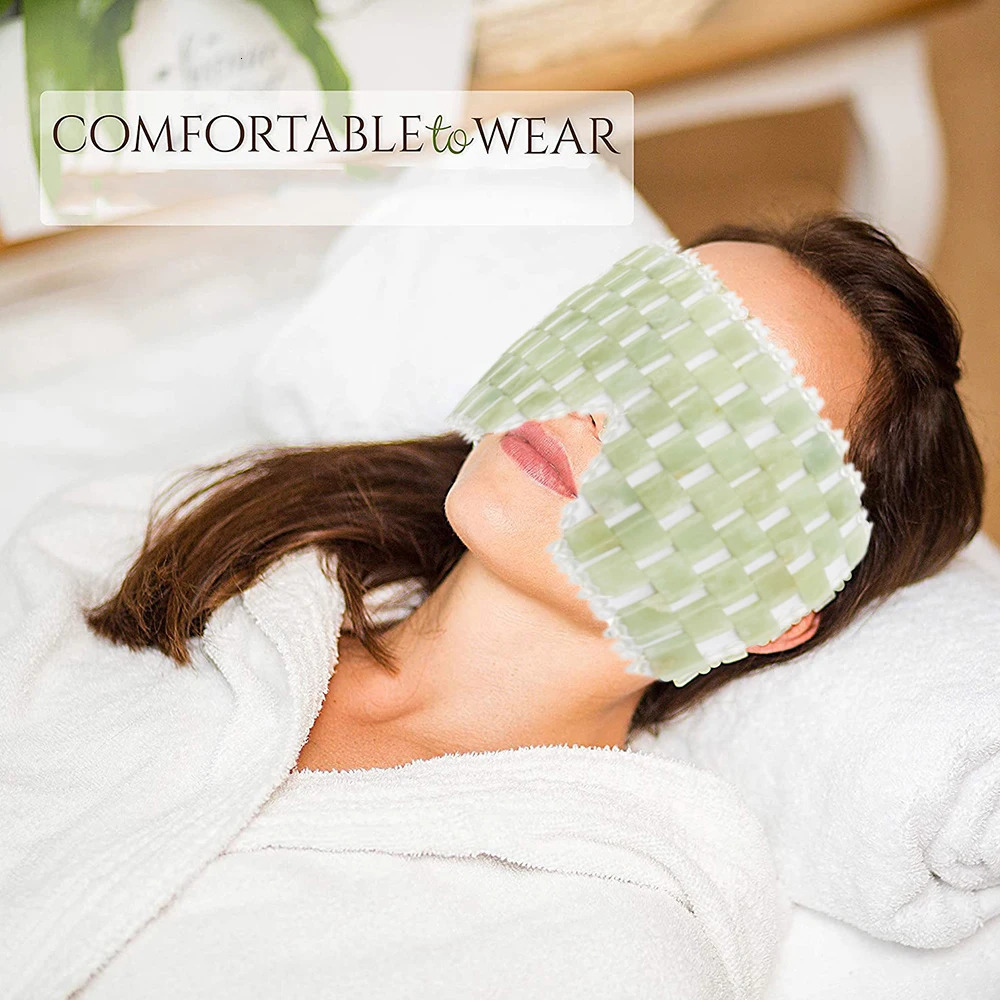 Facial Care Jade Eye Mask Beauty Cooling Cold SPA Massager Face Skincare Massage Tool Anti Aging Stone Beads Sleeping Therapy 251222
