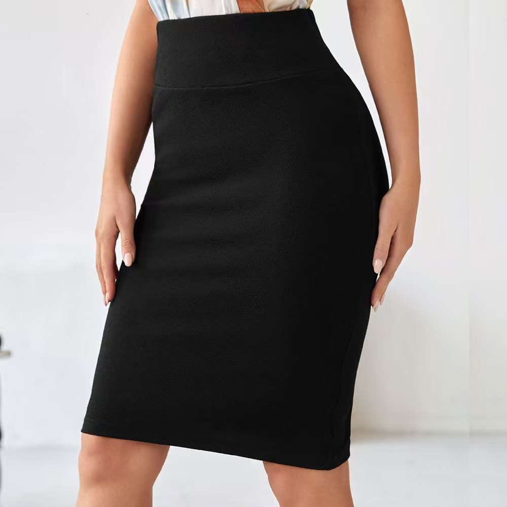 Women's New High-Waisted Solid Color Bodycon Versatile Commuting Slimming Half Skirt black