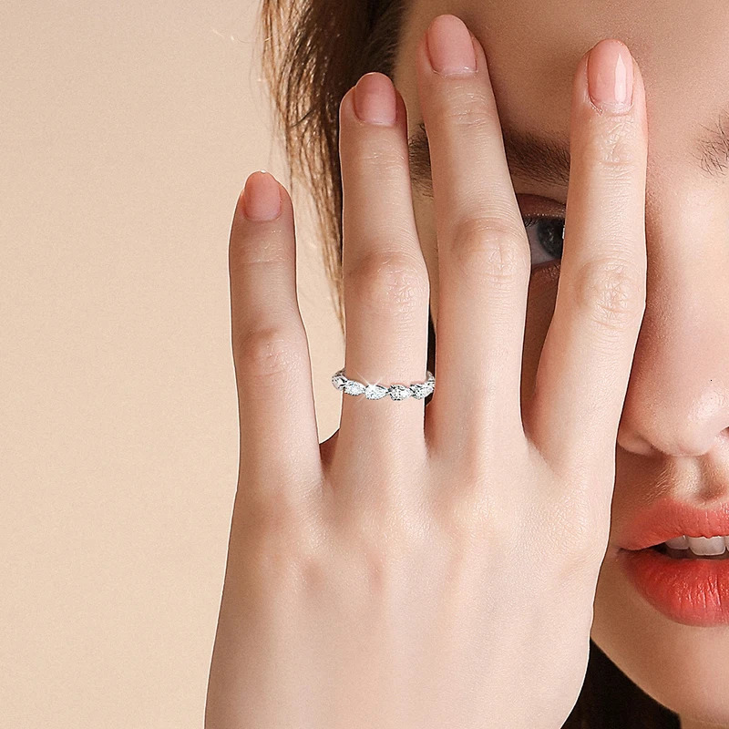 KNOBSPIN 3x5mm Pear Cut Rings for Women Lab Diamond GRA Anniversary Ring s925 Sterling Silver Wedding Band 251225