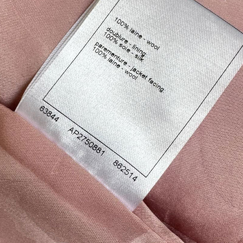 Women Early Spring Pink Stand Collar Tweed Jacket Designer Luxury Single Breasted 3/4Sleeve Silk Wool Coat Multi-Pocket Jacquard Lined Elegant Outerwe