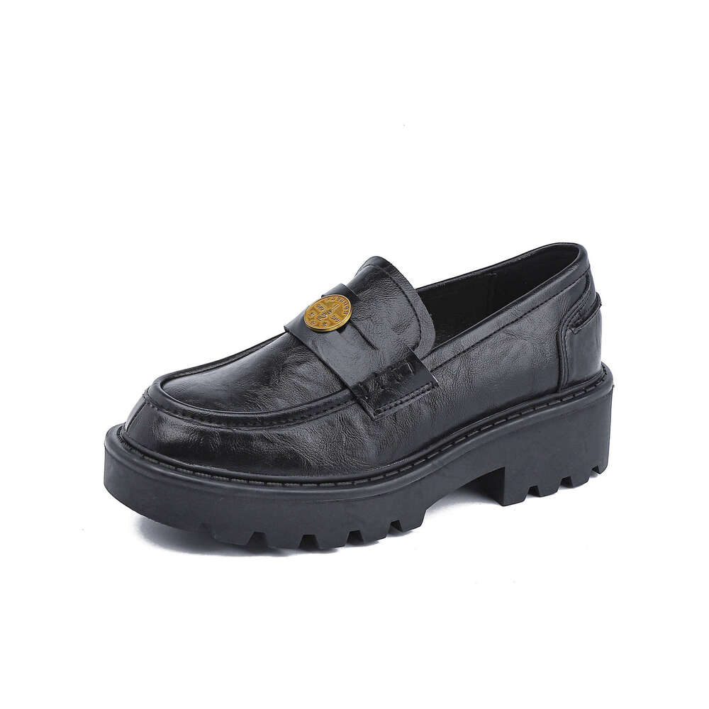 Internet Celebrity Spring Thick-Soled Leather College Style Small Coin Loafers for Women 2025 New Women's Shoes