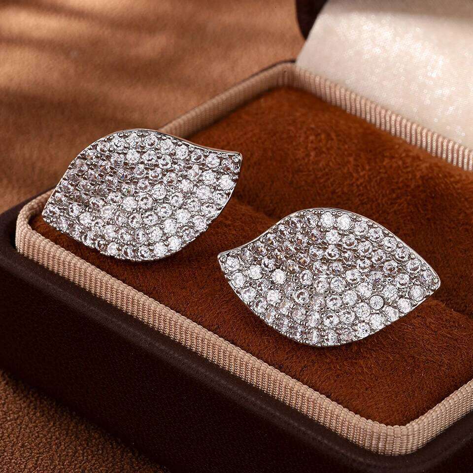 ZAKOL New Brilliant Micro-inlaid Zircon Leaf Earring Necklace Set for Women Buling Crystal Engagement Wedding Jewelry Gift