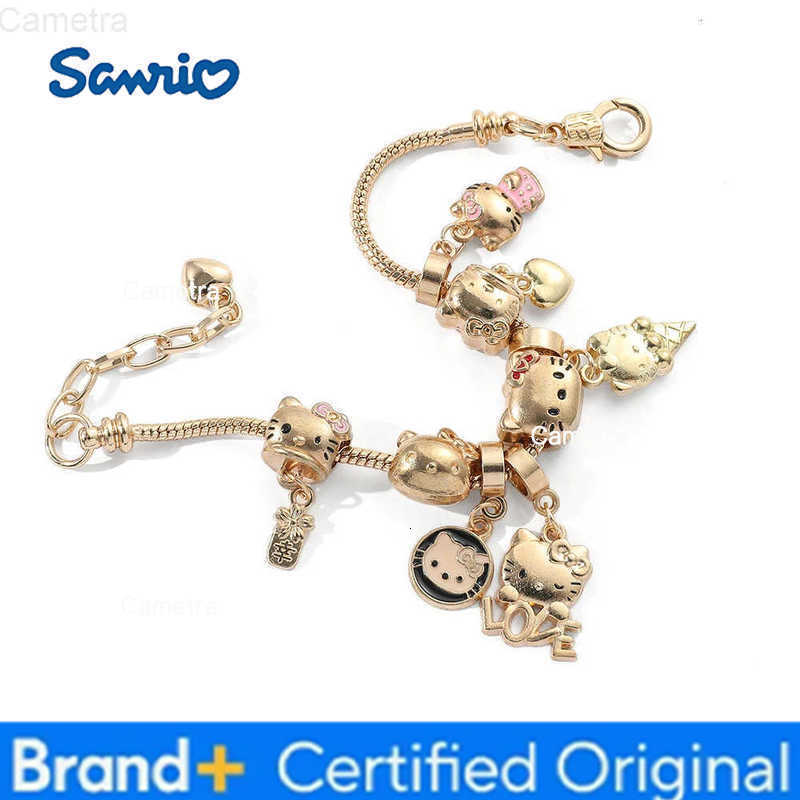 Sanrio Anime Kitty Cat Bracelet Cartoon Figure Kitty White Beads Pendant DIY Charm Bracelet Bangle Kawaii Jewelry Accessories H251229