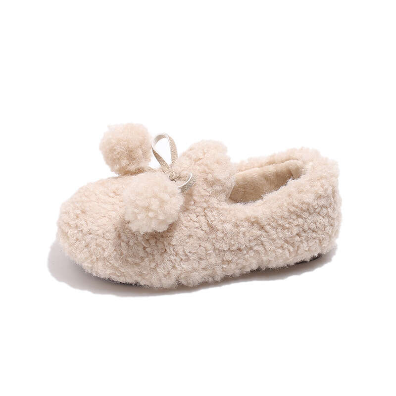 Children's Slip-On Plush Cotton 2025 Autumn Winter New Korean Style Thickened Warm Girls' Furry Shoes