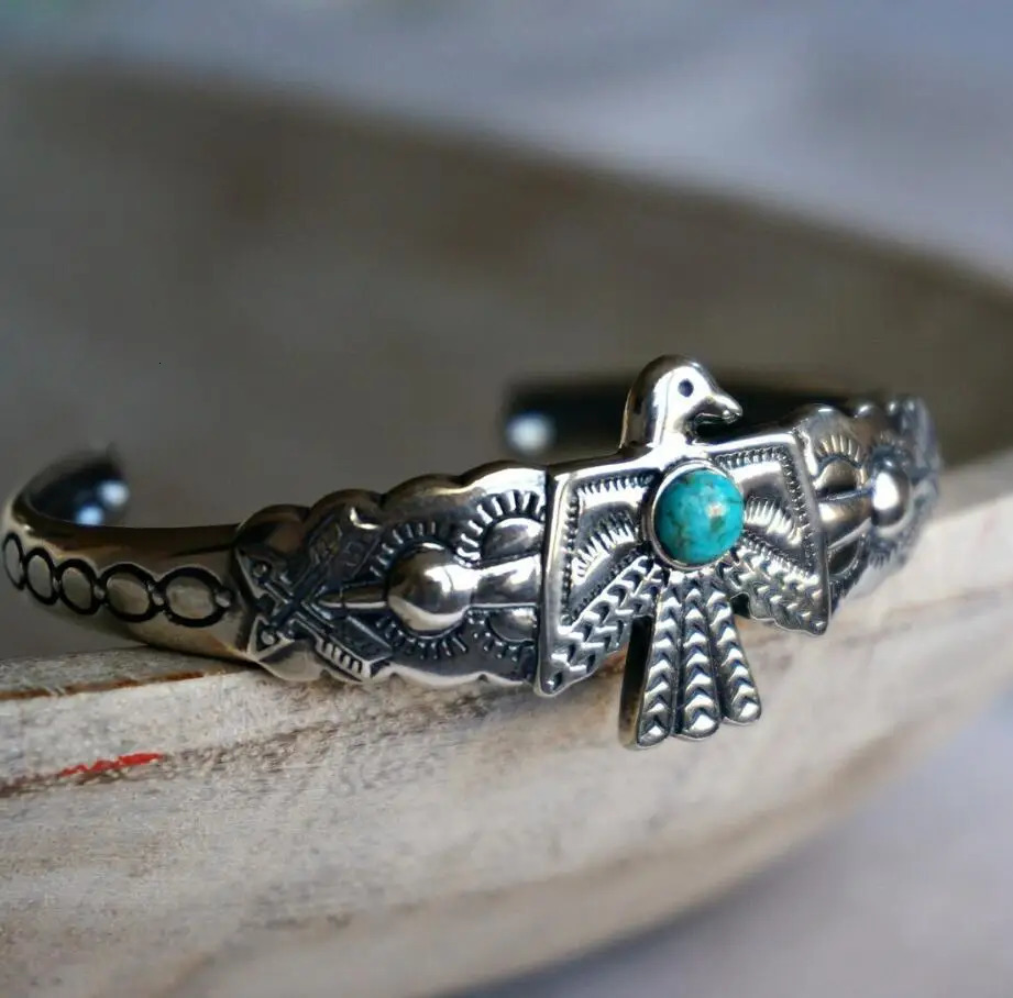 Birds Turquoise Bracelet Bangle Cuff Gemstone Jewelry for Women Native America Western Cuff Bracelet 251219