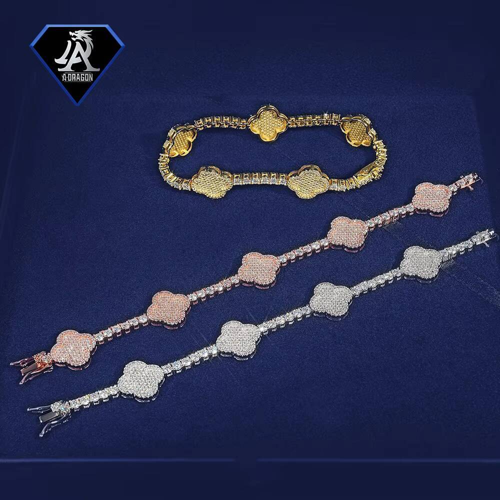 2024 Exclusive S925 Silver 4mm Moissanite Mens Tennis Bracelet Diamond Tester Approved with GRA Certification