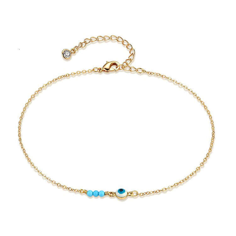 Trendy Devil's Eye Double-Layer Anklet Bohemian Ankle Chain Beach Foot Jewelry