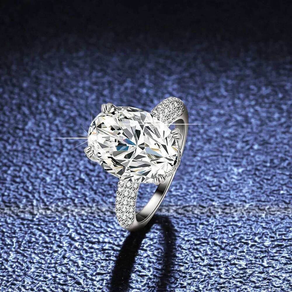 18K gold inlaid diamond women's irregular moissanite ring, 8-Ct egg shaped PT950 platinum luxury VVS1 clarity jewelry ring 00e