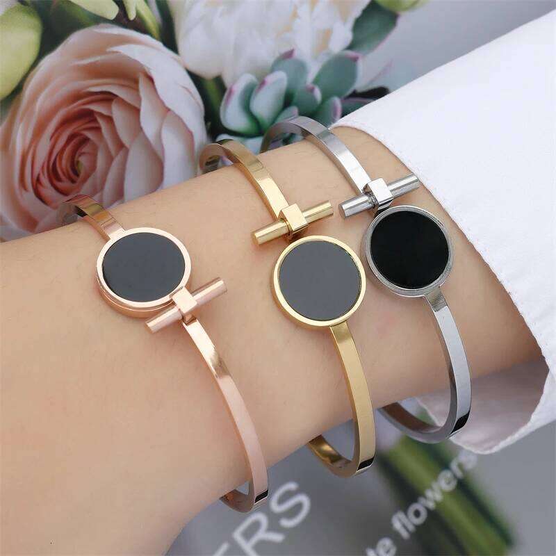 Fashion Titanium Steel Rose Gold Color Bracelet Bangles for Women Exquisite Birthday Anniversary Jewelry Gifts