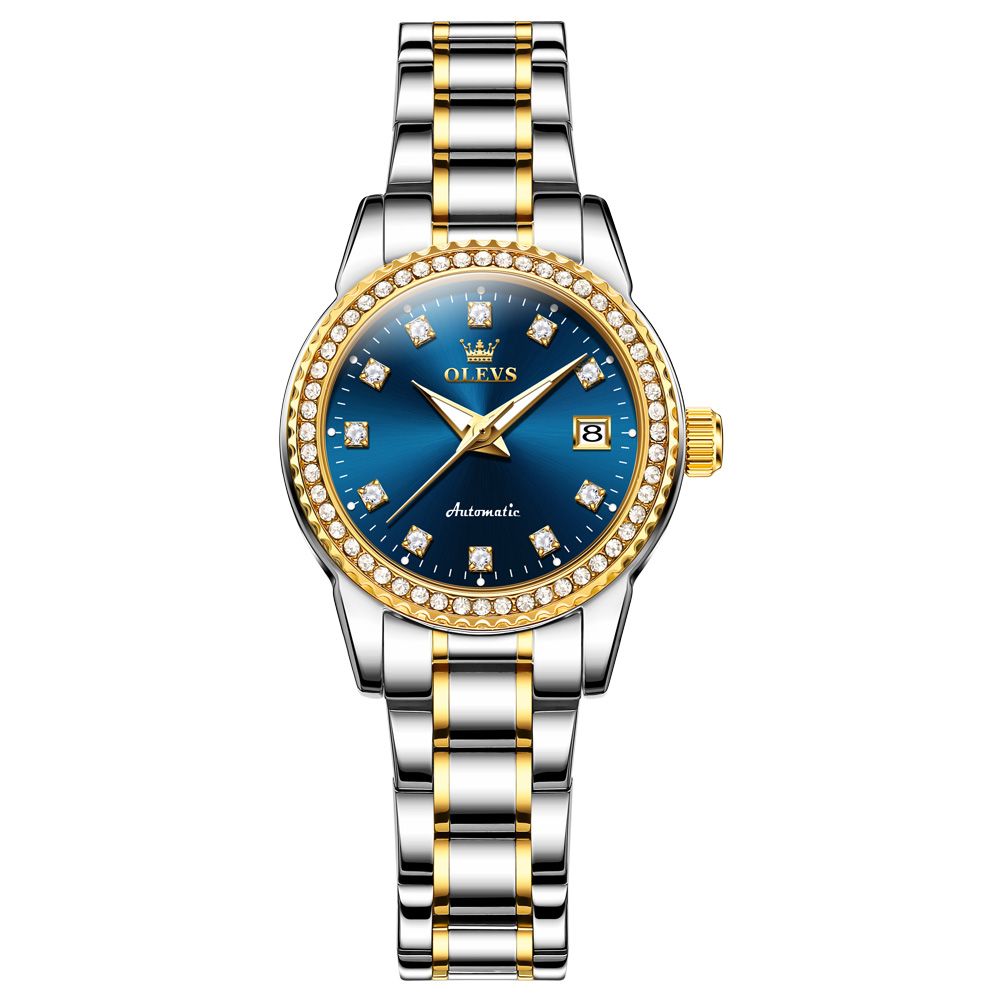OLEVS Diamond elegant inlaid exquisite waterproof fashionable trendy mechanical watch for women, niche Ins style women's watch