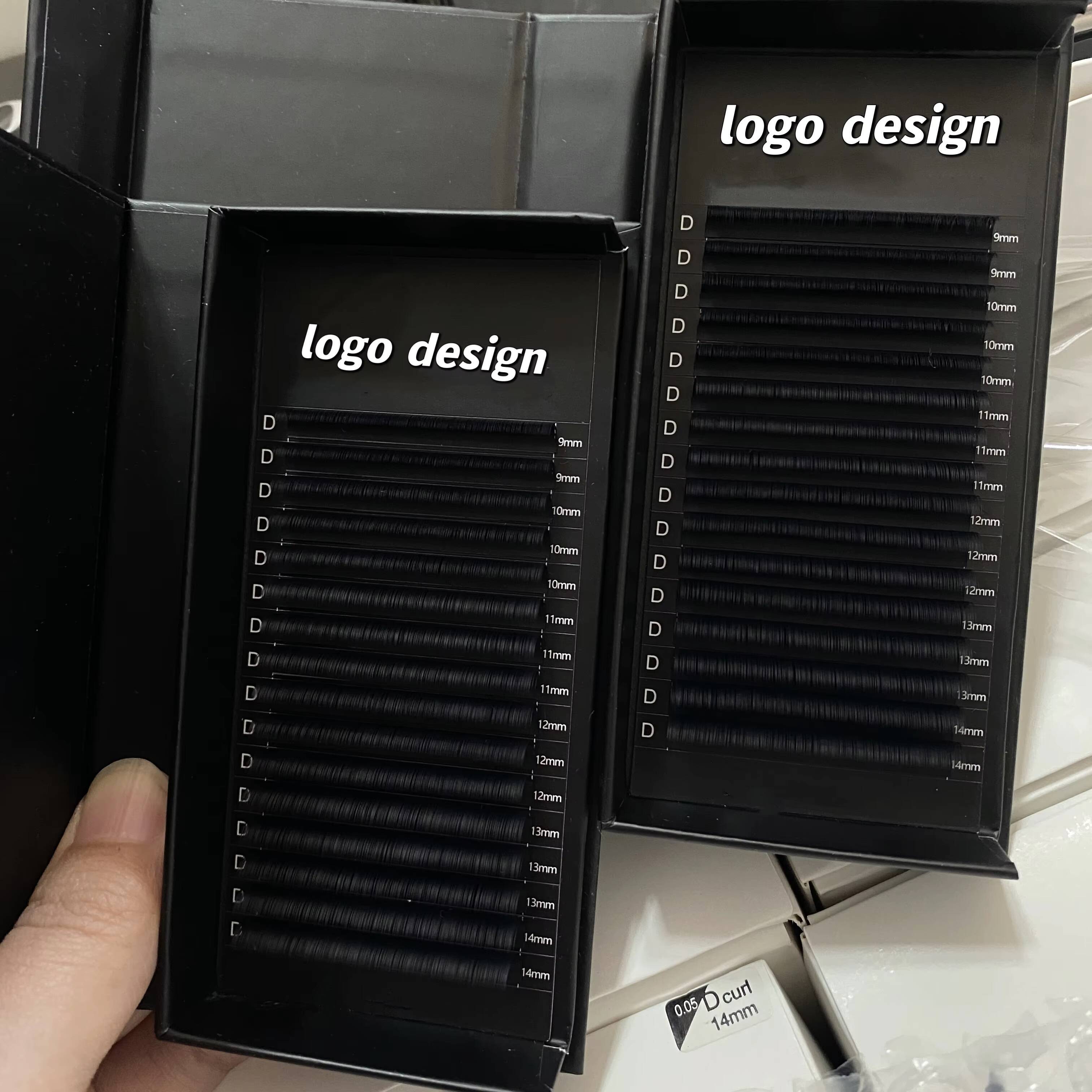 Custom Velvet Volume Lash Tray Soft Silk Eyelash Extension Fluffy Super Jet Black Cashmere Matte Lash Extensions Trays