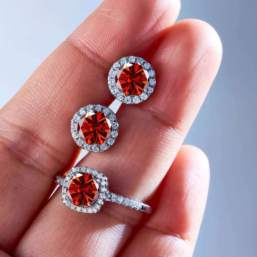 Total 3 Ct Classical Women's 925 Sterling Silver Ring earring sets with Top Grade color moissanite stone pass diamond test b6d