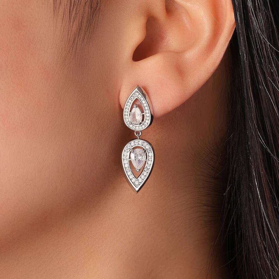 ZAKOL New Pear-shaped Water Drop Zirconia Dangle Earrings for Women Brilliant Clear Crystal Banquet Wedding Jewelry