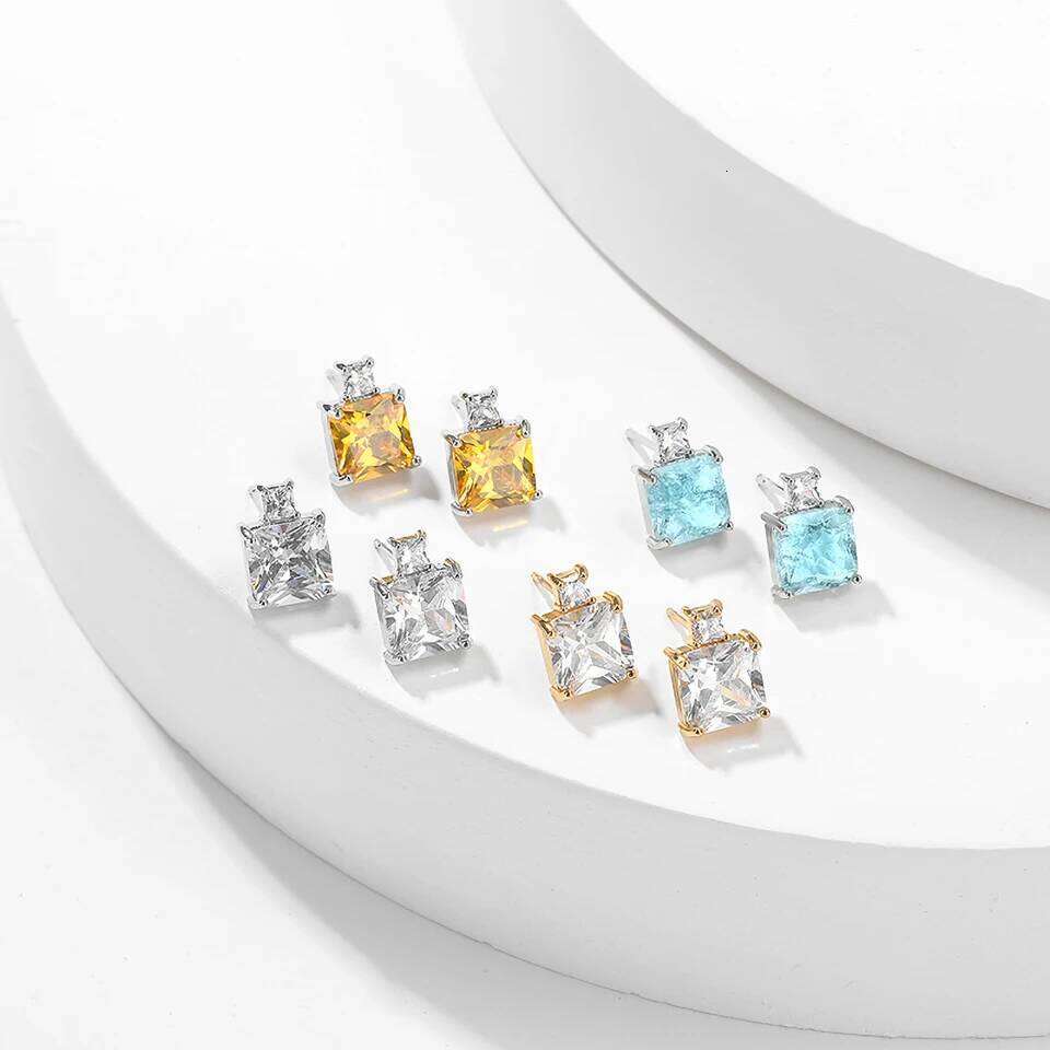 ZAKOL Elegant Ocean Blue Square AAA Zirconia Earring Necklaces Set Exquisite Wedding Party Jewelry Gift for Women