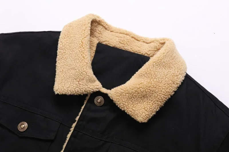 Winter Mens Bomber Jacket Highquality Plush Thicken Wool Cargo Jackets Lapel Buttonup Thick Warm Coat for Men Outwear 5XL 251226