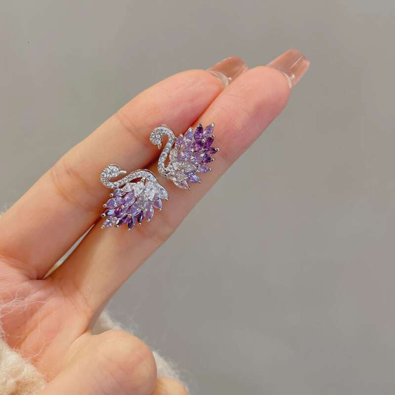 Monet Garden Gradient Light Purple Swan 2026 New Luxury Exquisite High-end Earrings Custom Jewelry