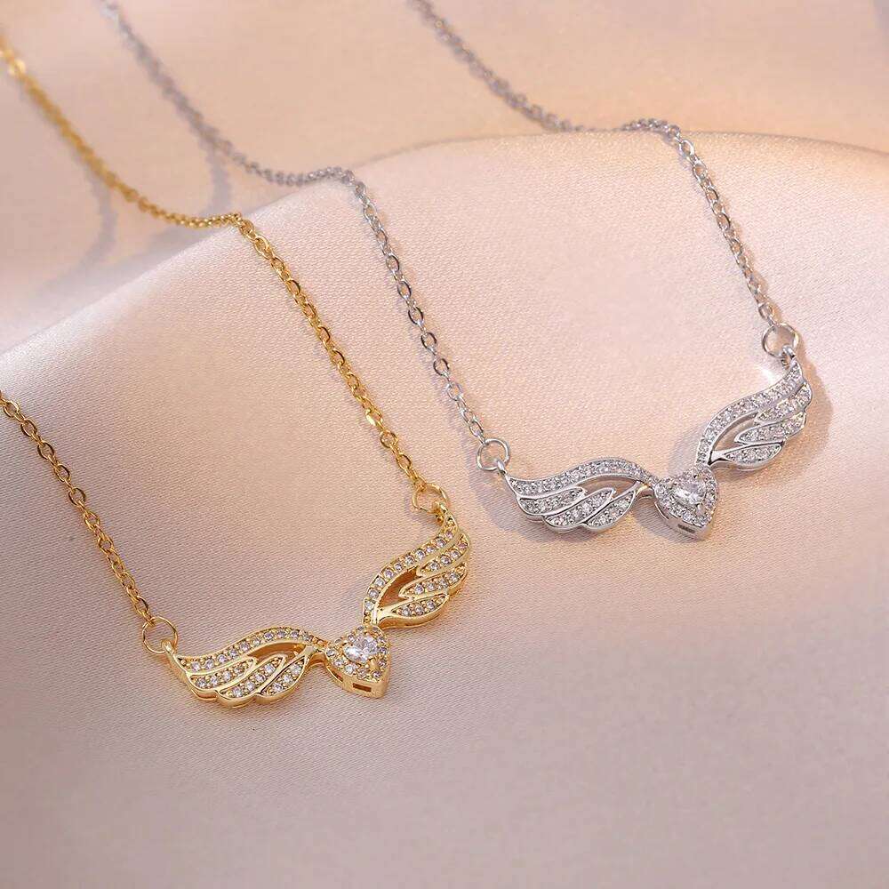 ZAKOL Trendy Gold Color Dragonfly Wings Necklaces For Women Stainless Steel Crystal Necklace Everyday Jewelry Gifts