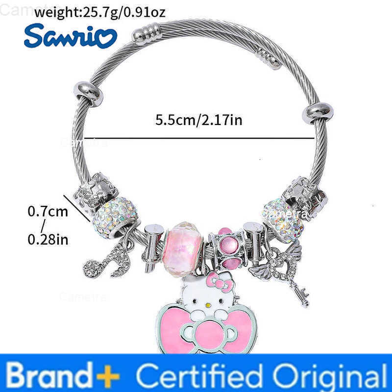 Sanrio Cartoon Hello Kitty Bracelet Sweet Cute Bowknot KT Cat Bangle for Girl and Women Jewelry Accessories Charm Gift H251229
