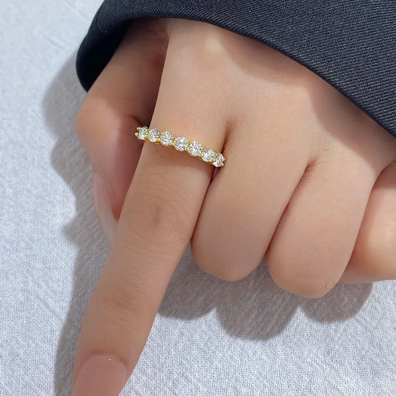 KNB Real Ring 925 Sterling Silver Diamond Band Engagement Wedding Rings for Women Quality Jewelry 251225