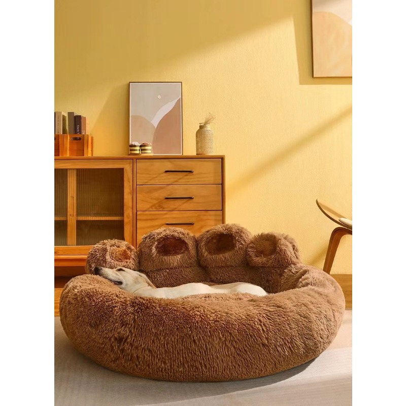 Thickened Warm Bear Paw Patterned Multi-functional Dog House for All Seasons