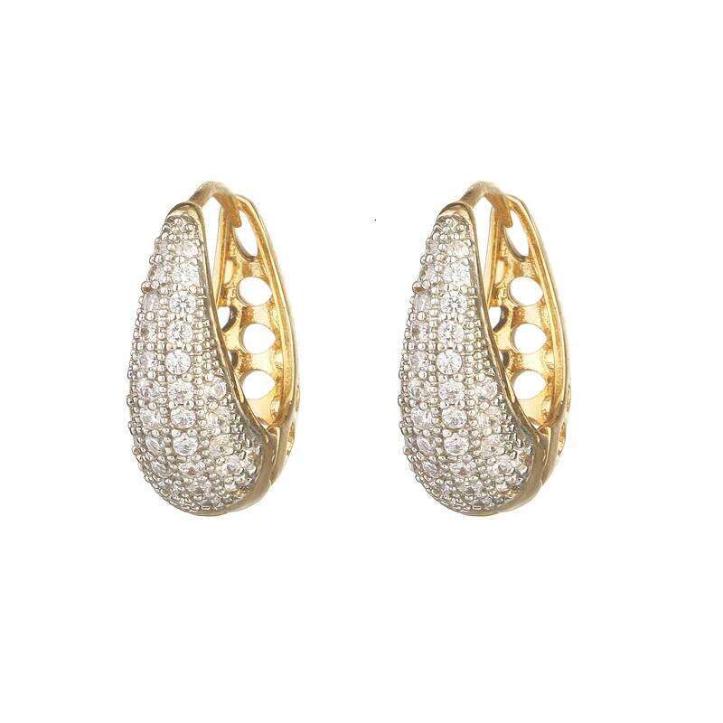 ZAKOL Hip Hop Fashion Gold Color Hoop Earrings for Girls Delicate Geometric Shiny Zirconia Party Jewelry Women's Accessories