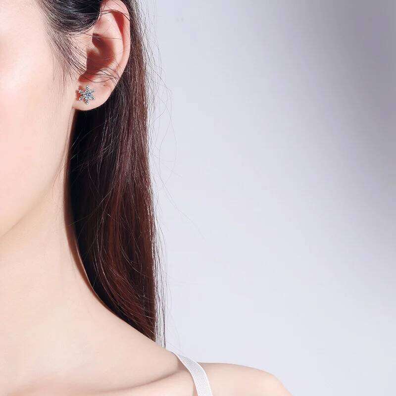 D Color Moissanite Snow Stud Earrings for Women Party S925 Sterling Silver Diamond Earring Fine Jewelry Gift a06